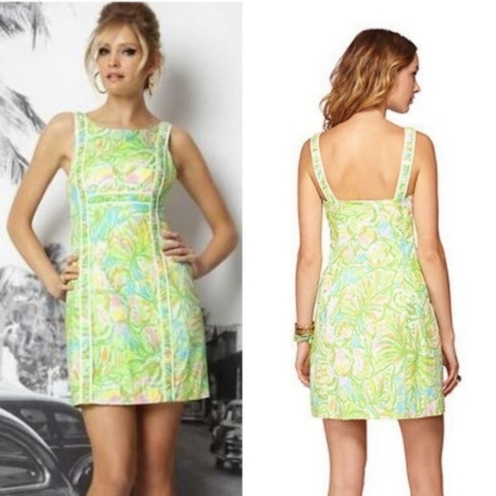 Lilly Pulitzer Pastel Green Multi Floral Shift Dress